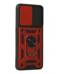 Newface Oppo A74 4G Kılıf Pars Lens Yüzüklü Silikon - Kırmızı