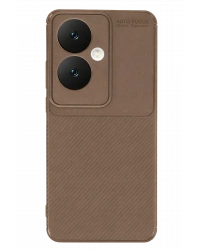 Newface Oppo Reno 11F Kılıf Auto Focus Karbon Kapak - Kahverengi