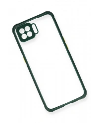 Newface Oppo Reno 4 Lite Kılıf Miami Şeffaf Silikon - Koyu Yeşil