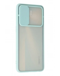 Newface Oppo Reno 4 Lite Kılıf Palm Buzlu Kamera Sürgülü Silikon - Turkuaz