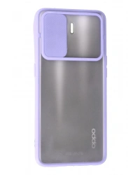 Newface Oppo Reno 5 Lite Kılıf Palm Buzlu Kamera Sürgülü Silikon - Lila