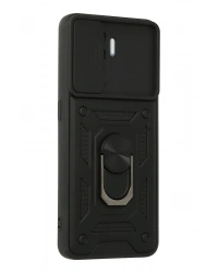 Newface Oppo Reno 5 Lite Kılıf Pars Lens Yüzüklü Silikon - Siyah