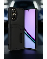 Newface Realme 12 Lite Kılıf Sara Kartvizitli Deri Kılıf - Kırmızı