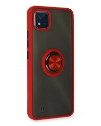 Newface Realme C11 2021 Kılıf Montreal Yüzüklü Silikon Kapak - Kırmızı