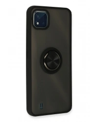 Newface Realme C11 2021 Kılıf Montreal Yüzüklü Silikon Kapak - Siyah