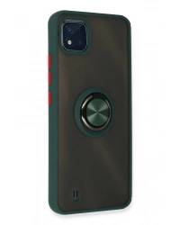 Newface Realme C11 2021 Kılıf Montreal Yüzüklü Silikon Kapak - Yeşil