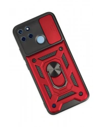 Newface Realme C25Y Kılıf Pars Lens Yüzüklü Silikon - Kırmızı