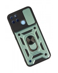 Newface Realme C25Y Kılıf Pars Lens Yüzüklü Silikon - Yeşil