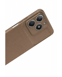 Newface Realme C61 Kılıf Auto Focus Karbon Kapak - Kahverengi