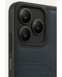 Newface Realme Note 50 4G Kılıf Sara Kartvizitli Deri Kılıf - Lacivert