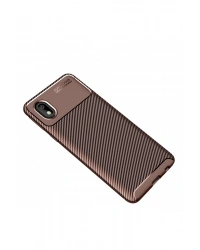 Newface Samsung Galaxy A01 Core Kılıf Auto Focus Karbon Kapak - Kahverengi