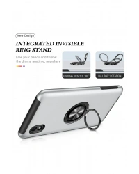 Newface Samsung Galaxy A01 Core Kılıf Elit Yüzüklü Kapak - Gümüş