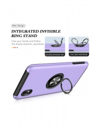 Newface Samsung Galaxy A01 Core Kılıf Elit Yüzüklü Kapak - Mor