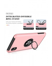 Newface Samsung Galaxy A01 Core Kılıf Elit Yüzüklü Kapak - Pembe