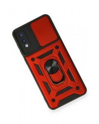 Newface Samsung Galaxy A02 Kılıf Pars Lens Yüzüklü Silikon - Kırmızı