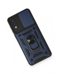 Newface Samsung Galaxy A02 Kılıf Pars Lens Yüzüklü Silikon - Lacivert