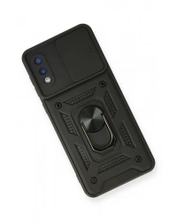 Newface Samsung Galaxy A02 Kılıf Pars Lens Yüzüklü Silikon - Siyah