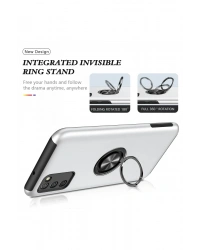 Newface Samsung Galaxy A02S Kılıf Elit Yüzüklü Kapak - Gümüş