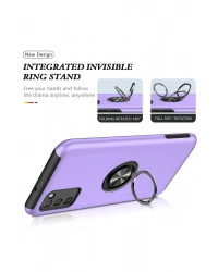 Newface Samsung Galaxy A02S Kılıf Elit Yüzüklü Kapak - Mor