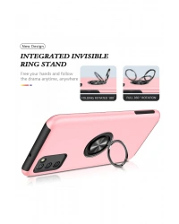 Newface Samsung Galaxy A02S Kılıf Elit Yüzüklü Kapak - Pembe