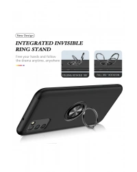 Newface Samsung Galaxy A02S Kılıf Elit Yüzüklü Kapak - Siyah