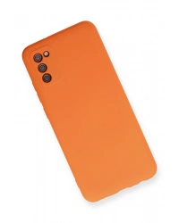 Newface Samsung Galaxy A02S Kılıf Nano içi Kadife Silikon - Turuncu