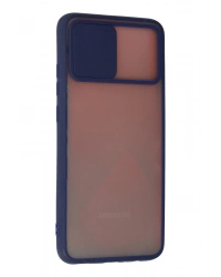 Newface Samsung Galaxy A02S Kılıf Palm Buzlu Kamera Sürgülü Silikon - Lacivert