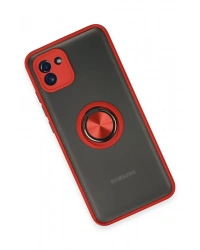Newface Samsung Galaxy A03 Kılıf Montreal Yüzüklü Silikon Kapak - Kırmızı