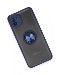 Newface Samsung Galaxy A03 Kılıf Montreal Yüzüklü Silikon Kapak - Lacivert
