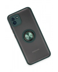 Newface Samsung Galaxy A03 Kılıf Montreal Yüzüklü Silikon Kapak - Yeşil