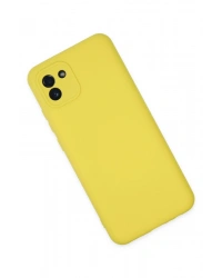 Newface Samsung Galaxy A03 Kılıf Nano içi Kadife Silikon - Sarı