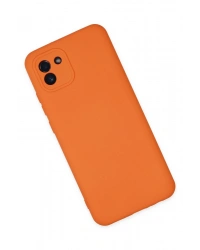 Newface Samsung Galaxy A03 Kılıf Nano içi Kadife Silikon - Turuncu