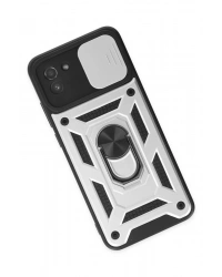 Newface Samsung Galaxy A03 Kılıf Pars Lens Yüzüklü Silikon - Gümüş