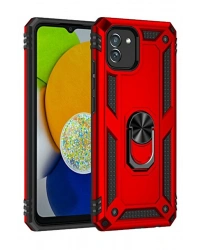 Newface Samsung Galaxy A03 Kılıf Sofya Yüzüklü Silikon Kapak - Kırmızı