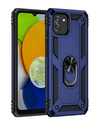 Newface Samsung Galaxy A03 Kılıf Sofya Yüzüklü Silikon Kapak - Lacivert