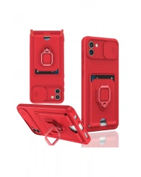 Newface Samsung Galaxy A03 Kılıf Zuma Kartvizitli Yüzüklü Silikon - Kırmızı