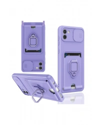 Newface Samsung Galaxy A03 Kılıf Zuma Kartvizitli Yüzüklü Silikon - Lila