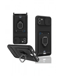 Newface Samsung Galaxy A03 Kılıf Zuma Kartvizitli Yüzüklü Silikon - Siyah