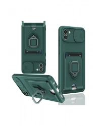 Newface Samsung Galaxy A03 Kılıf Zuma Kartvizitli Yüzüklü Silikon - Yeşil