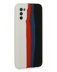 Newface Samsung Galaxy A03S Kılıf Ebruli Lansman Silikon - Beyaz-Siyah