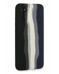 Newface Samsung Galaxy A03S Kılıf Ebruli Lansman Silikon - Siyah-Lacivert