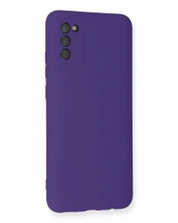 Newface Samsung Galaxy A03S Kılıf Nano içi Kadife Silikon - Mor