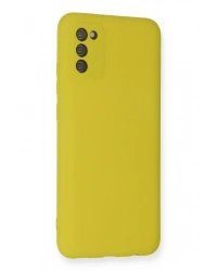 Newface Samsung Galaxy A03S Kılıf Nano içi Kadife Silikon - Sarı