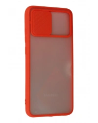 Newface Samsung Galaxy A03S Kılıf Palm Buzlu Kamera Sürgülü Silikon - Kırmızı