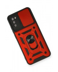 Newface Samsung Galaxy A03S Kılıf Pars Lens Yüzüklü Silikon - Kırmızı