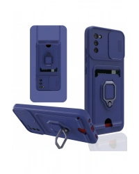 Newface Samsung Galaxy A03S Kılıf Zuma Kartvizitli Yüzüklü Silikon - Lacivert