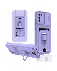 Newface Samsung Galaxy A03S Kılıf Zuma Kartvizitli Yüzüklü Silikon - Lila