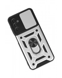 Newface Samsung Galaxy A04S Kılıf Pars Lens Yüzüklü Silikon - Gümüş