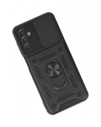 Newface Samsung Galaxy A04S Kılıf Pars Lens Yüzüklü Silikon - Siyah