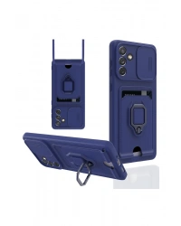 Newface Samsung Galaxy A04S Kılıf Zuma Kartvizitli Yüzüklü Silikon - Lacivert